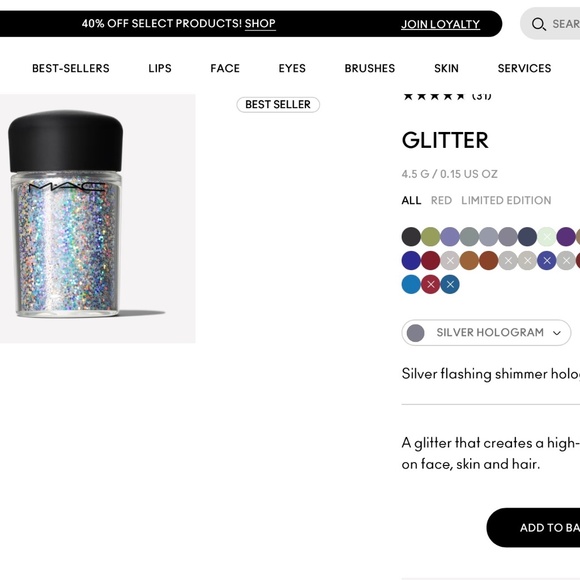 MAC GLITTER PIGMENTS (2) Lavender and Silver Hologram - Picture 1 of 6